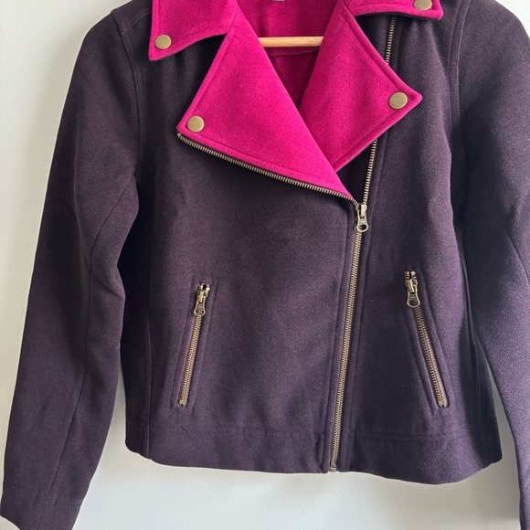 Anthropologie Lilla P purple taupe and Pink Bomber Jacket with Asymmetrical XS - Picture 3 of 11